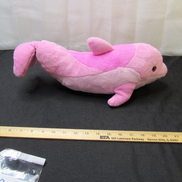 The Petting Zoo Pink Dolphin Plush Toy 17" Heart Gem Sea World 1994 Vintage - Picture 8 of 12